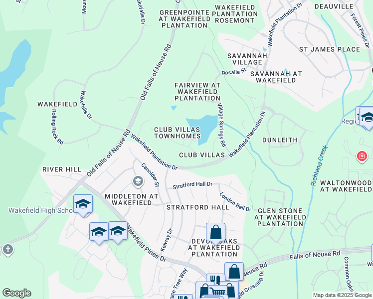 map of restaurants, bars, coffee shops, grocery stores, and more near 2404 Carriage Oaks Drive in Raleigh