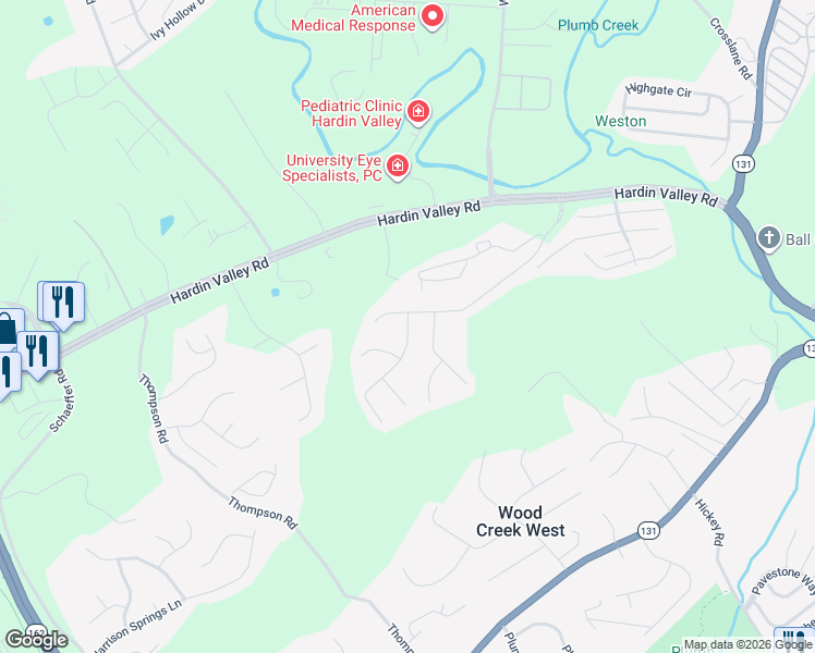 map of restaurants, bars, coffee shops, grocery stores, and more near 2107 Antelope Lane in Knoxville
