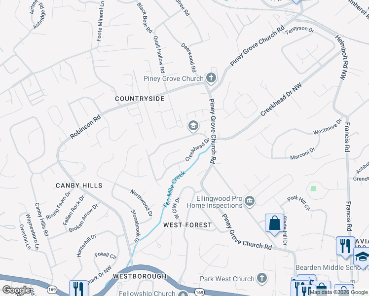 map of restaurants, bars, coffee shops, grocery stores, and more near 1952 Winter Winds Lane in Knoxville