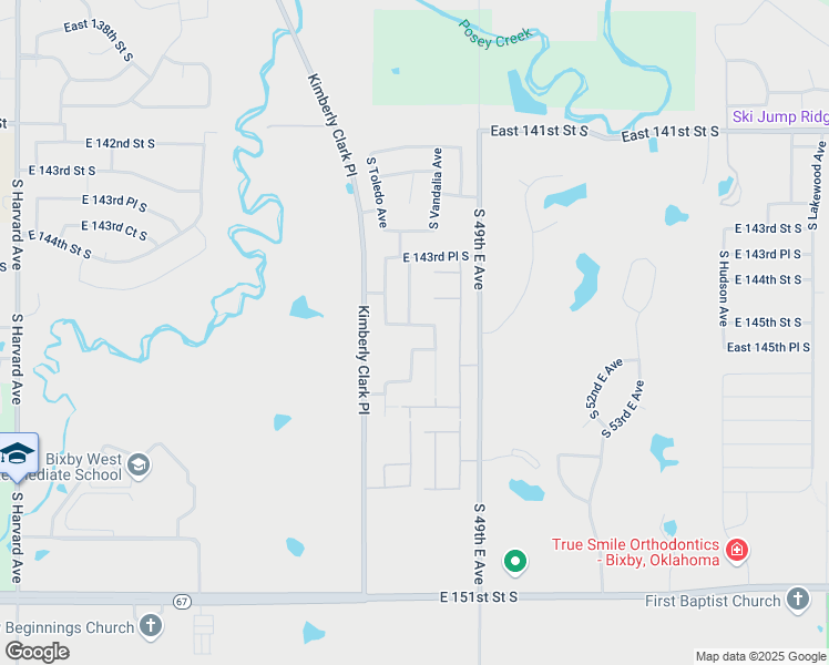 map of restaurants, bars, coffee shops, grocery stores, and more near 14506 South Toledo Place in Bixby