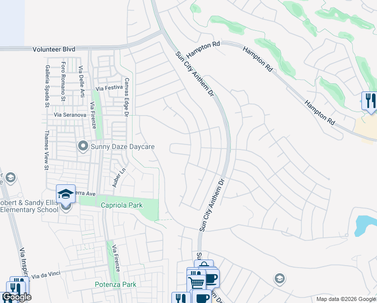 map of restaurants, bars, coffee shops, grocery stores, and more near 2980 Friendship Hill Circle in Henderson