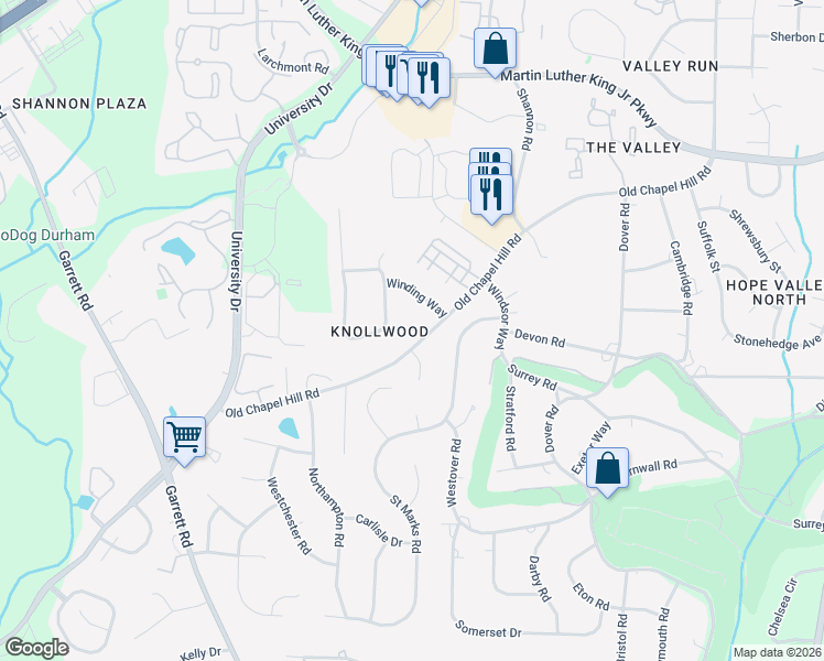 map of restaurants, bars, coffee shops, grocery stores, and more near in Durham