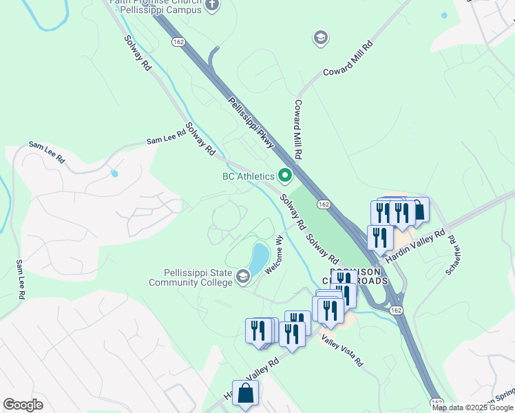 map of restaurants, bars, coffee shops, grocery stores, and more near 2310 Yellow Birch Way in Knoxville