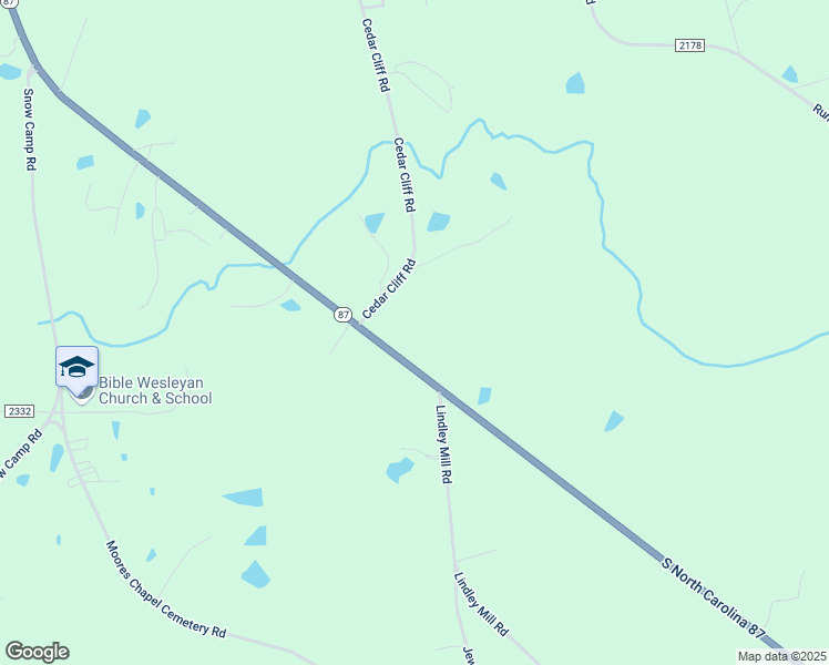map of restaurants, bars, coffee shops, grocery stores, and more near 5332 Highway 87 in Graham