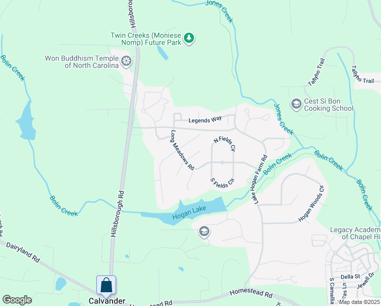 map of restaurants, bars, coffee shops, grocery stores, and more near 105 Hogan Glen Court in Chapel Hill