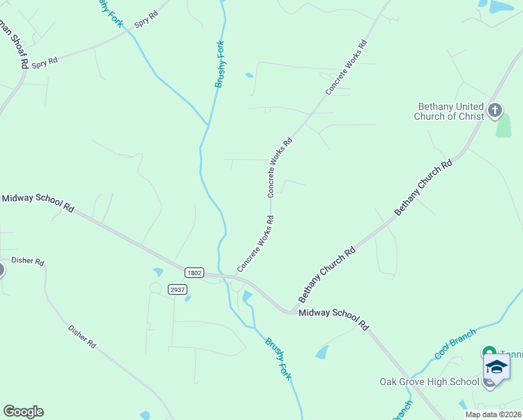 map of restaurants, bars, coffee shops, grocery stores, and more near 405 Concrete Works Road in Winston-Salem