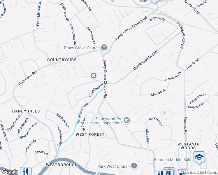 map of restaurants, bars, coffee shops, grocery stores, and more near 2405 Glen Meadow Road in Knoxville