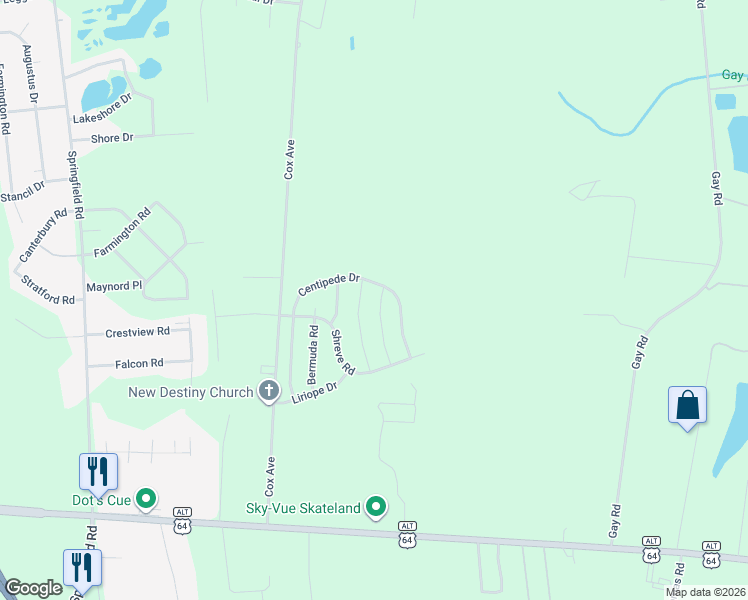 map of restaurants, bars, coffee shops, grocery stores, and more near 1324 Centipede Drive in Rocky Mount