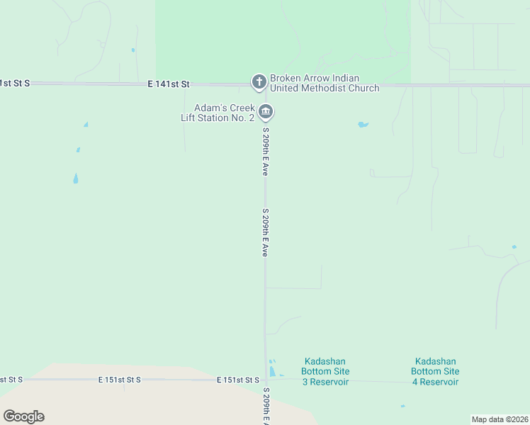 map of restaurants, bars, coffee shops, grocery stores, and more near 10106 South 209th East Avenue in Broken Arrow