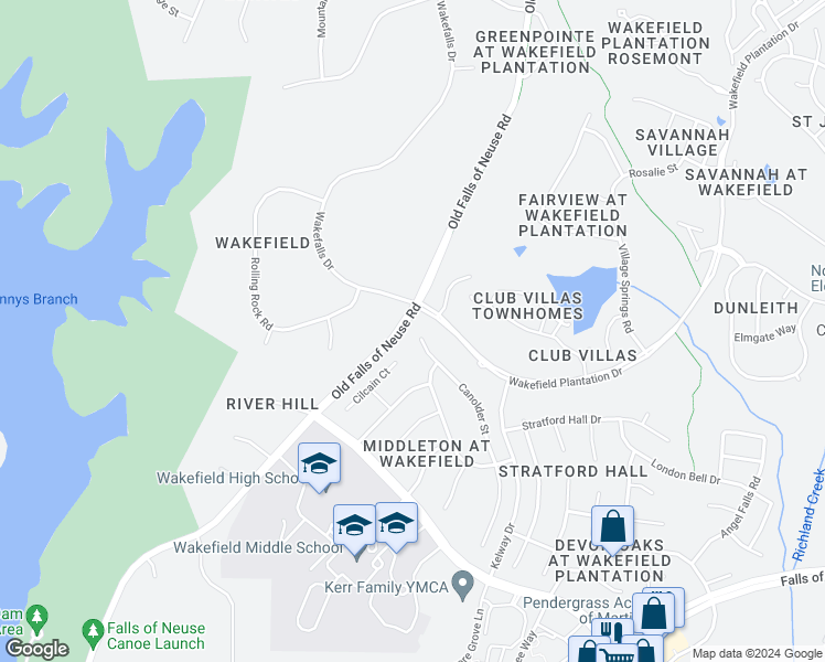 map of restaurants, bars, coffee shops, grocery stores, and more near 12523 Canolder Street in Raleigh