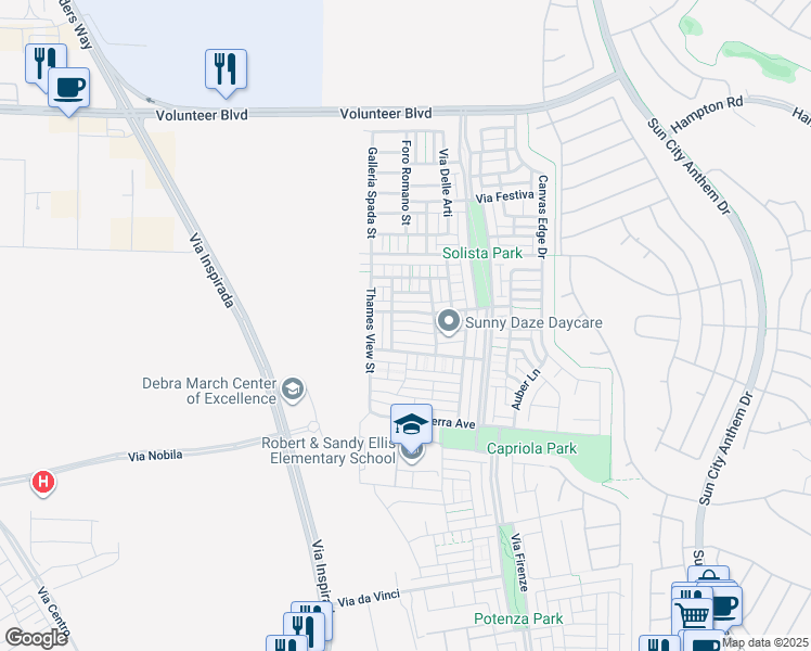map of restaurants, bars, coffee shops, grocery stores, and more near 3228 Mist Effect Avenue in Henderson