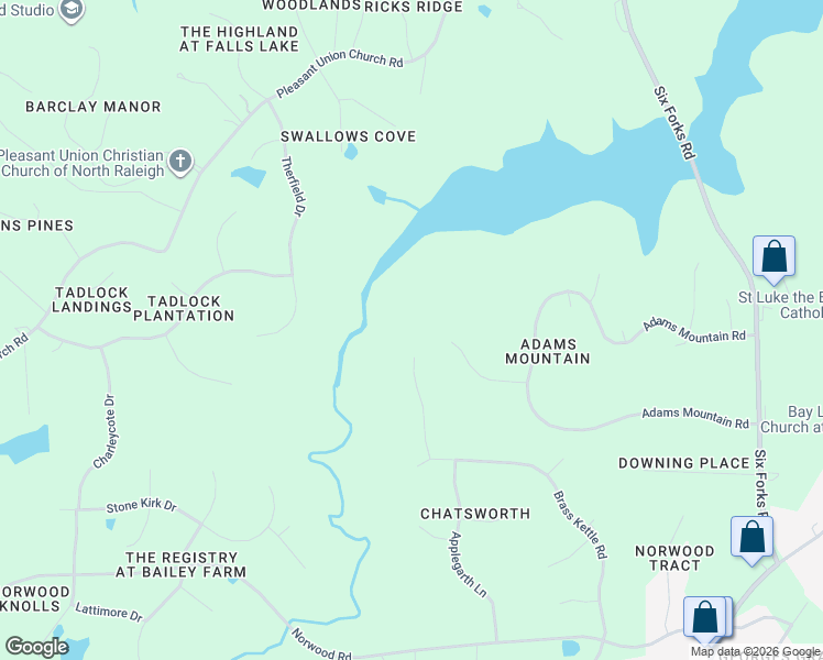map of restaurants, bars, coffee shops, grocery stores, and more near 6037 Over Hadden Court in Raleigh
