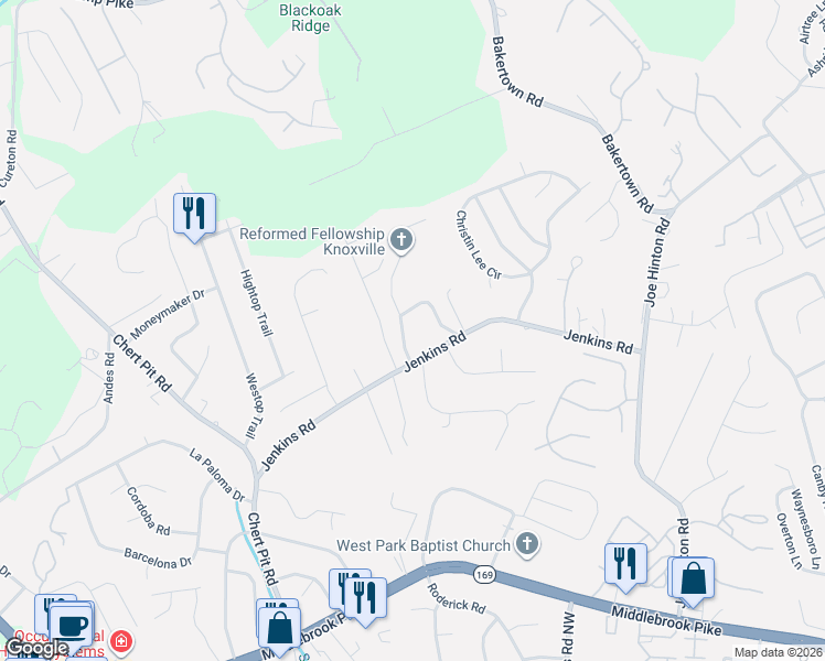 map of restaurants, bars, coffee shops, grocery stores, and more near 1616 Capitol Boulevard in Knoxville