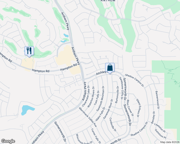 map of restaurants, bars, coffee shops, grocery stores, and more near 2383 Blooming Valley Court in Henderson