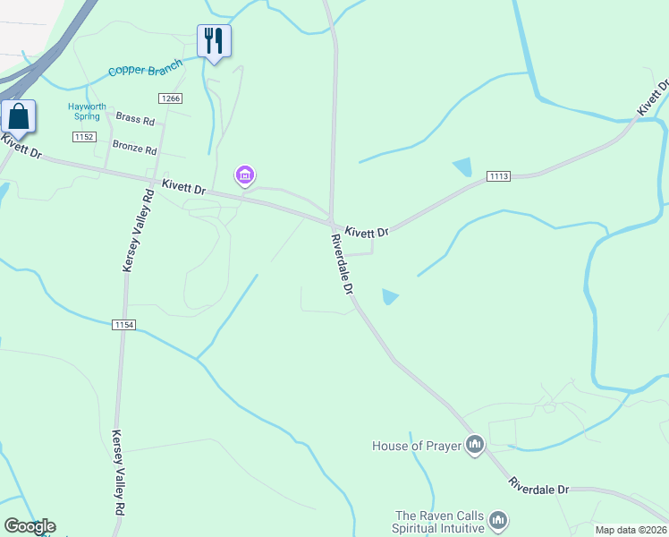 map of restaurants, bars, coffee shops, grocery stores, and more near 5816 Riverdale Drive in Jamestown