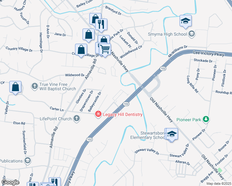 map of restaurants, bars, coffee shops, grocery stores, and more near 922 Turlough Court in Smyrna