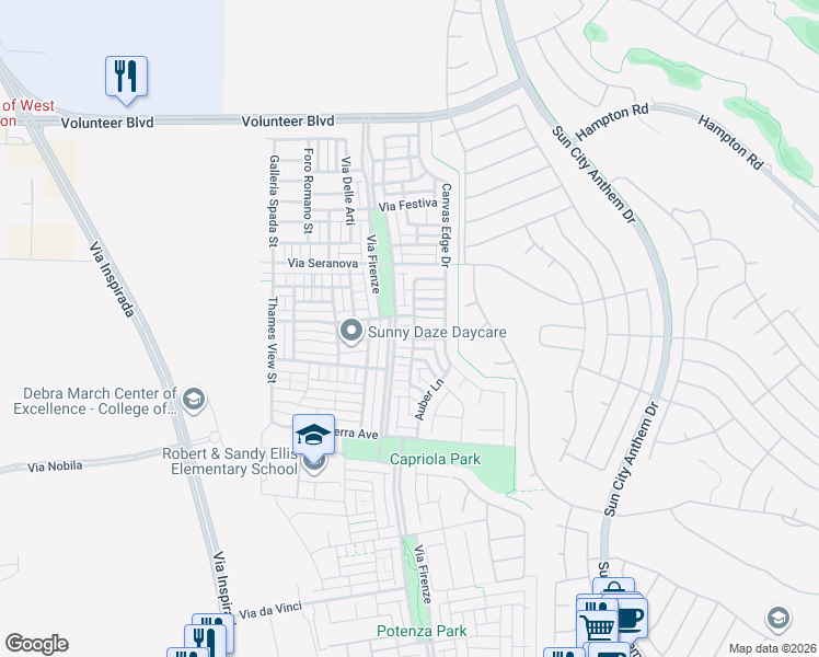 map of restaurants, bars, coffee shops, grocery stores, and more near 3163 Jevonda Avenue in Henderson