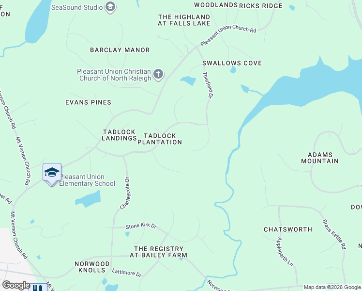 map of restaurants, bars, coffee shops, grocery stores, and more near 6205 Therfield Drive in Raleigh