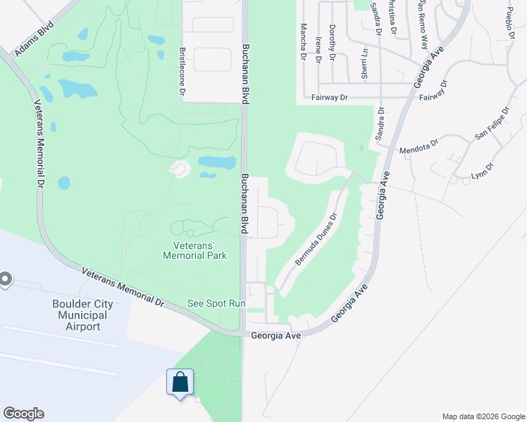 map of restaurants, bars, coffee shops, grocery stores, and more near 1626 Indian Wells Drive in Boulder City