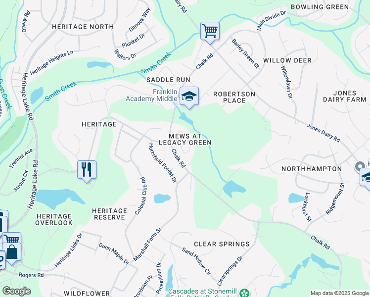map of restaurants, bars, coffee shops, grocery stores, and more near 1315 Legacy Greene Avenue in Wake Forest