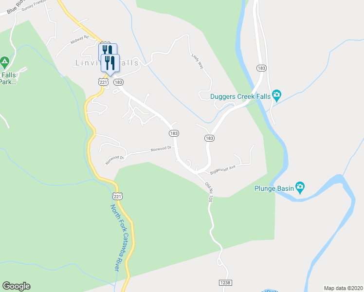 map of restaurants, bars, coffee shops, grocery stores, and more near 8646 Highway 183 in Newland