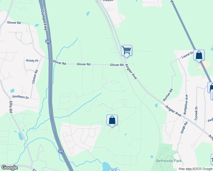 map of restaurants, bars, coffee shops, grocery stores, and more near 3304 Star Gazing Lane in Durham