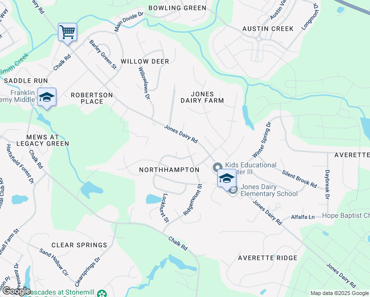 map of restaurants, bars, coffee shops, grocery stores, and more near 6509 Ridgemount Street in Wake Forest