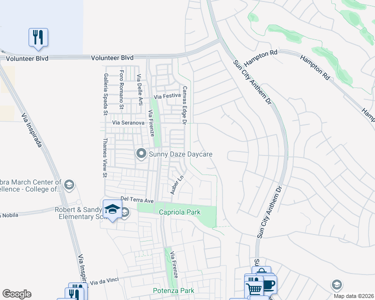 map of restaurants, bars, coffee shops, grocery stores, and more near 2048 Canvas Edge Drive in Henderson