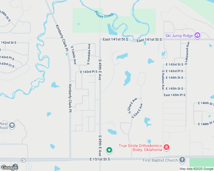 map of restaurants, bars, coffee shops, grocery stores, and more near 14444 South 50th East Avenue in Bixby