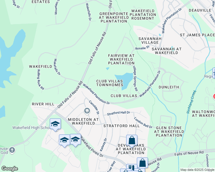 map of restaurants, bars, coffee shops, grocery stores, and more near 2317 Carriage Oaks Drive in Raleigh