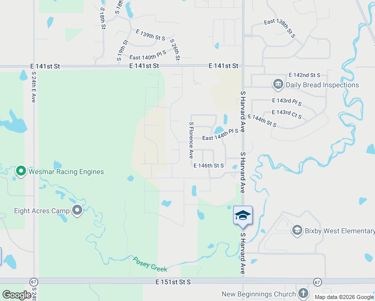 map of restaurants, bars, coffee shops, grocery stores, and more near 14506 South Florence Avenue in Bixby