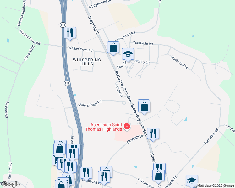 map of restaurants, bars, coffee shops, grocery stores, and more near 513 Wright Street in Sparta