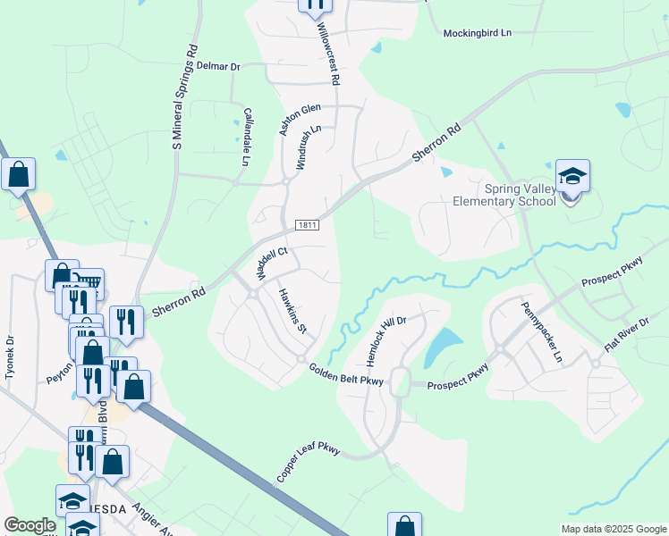 map of restaurants, bars, coffee shops, grocery stores, and more near 4 Swindell Court in Durham
