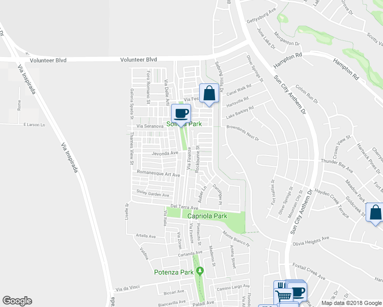 map of restaurants, bars, coffee shops, grocery stores, and more near 3163 Jevonda Avenue in Henderson