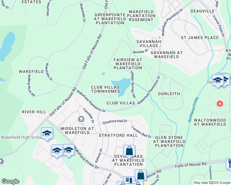 map of restaurants, bars, coffee shops, grocery stores, and more near 12514 Megan Hill Court in Raleigh