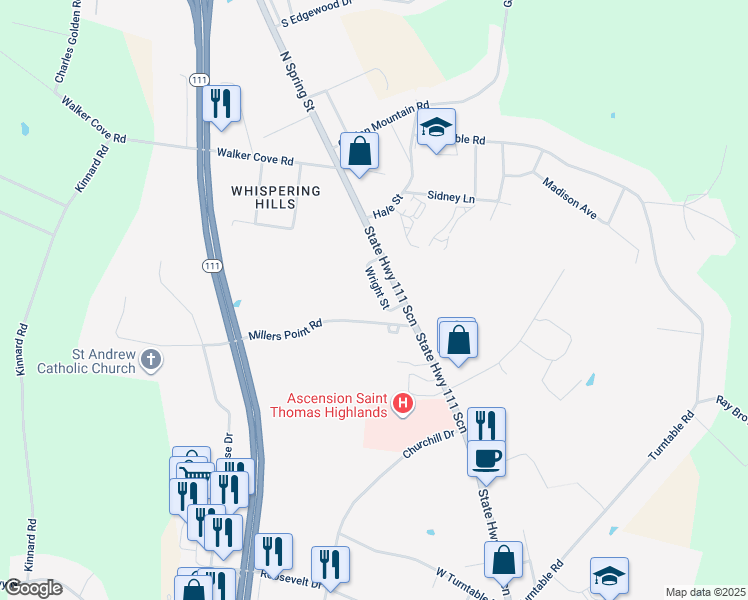 map of restaurants, bars, coffee shops, grocery stores, and more near 513 Wright Street in Sparta