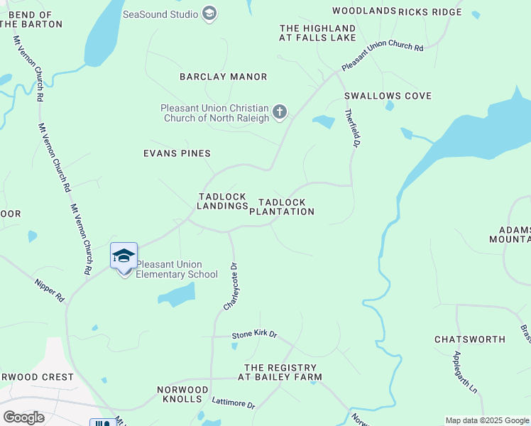 map of restaurants, bars, coffee shops, grocery stores, and more near 808 Tadlock Drive in Raleigh
