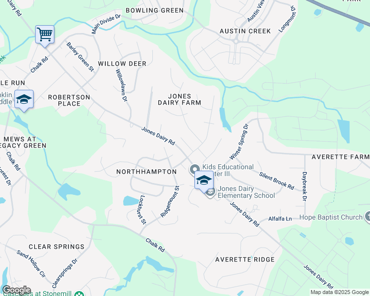 map of restaurants, bars, coffee shops, grocery stores, and more near 1016 Hornbuckle Court in Wake Forest