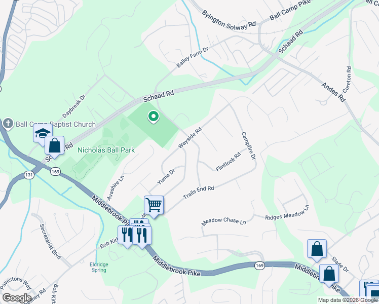 map of restaurants, bars, coffee shops, grocery stores, and more near 9412 Hoyle Beals Drive in Knoxville