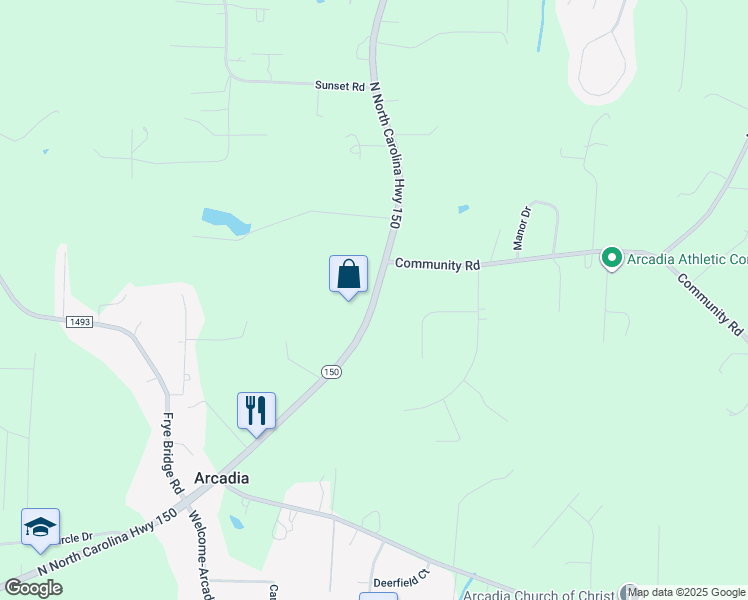 map of restaurants, bars, coffee shops, grocery stores, and more near North North Carolina Highway 150 in Clemmons