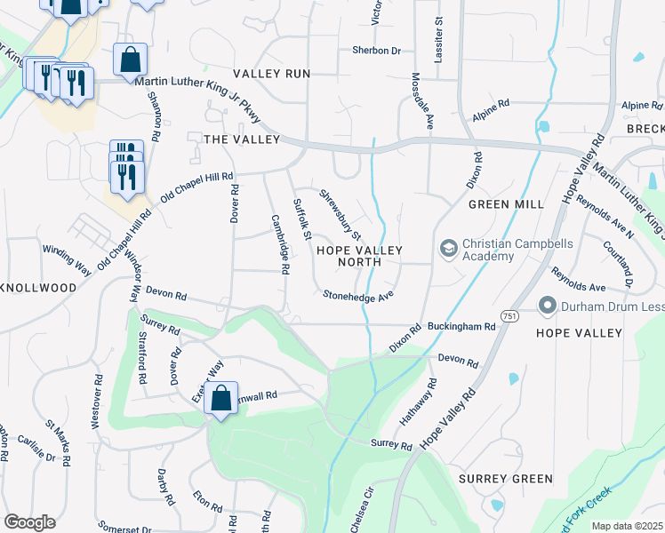 map of restaurants, bars, coffee shops, grocery stores, and more near 4 Herrick Place in Durham