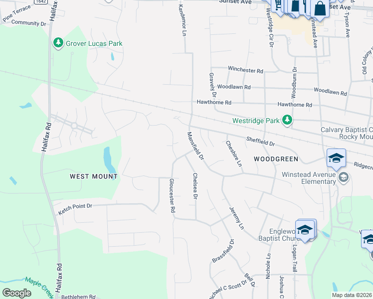 map of restaurants, bars, coffee shops, grocery stores, and more near 3712 Gloucester Rd in Rocky Mt