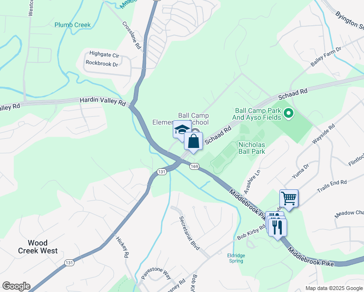 map of restaurants, bars, coffee shops, grocery stores, and more near 9801 Middlebrook Pike in Knoxville