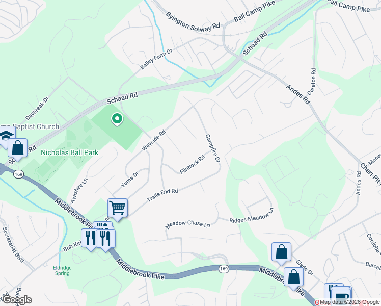 map of restaurants, bars, coffee shops, grocery stores, and more near 1702 Oxbow Ln in Knoxville