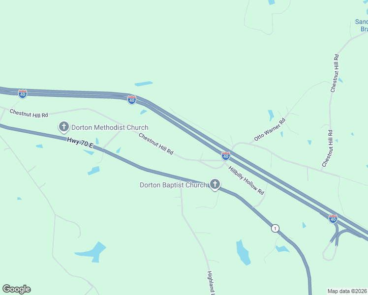 map of restaurants, bars, coffee shops, grocery stores, and more near 1663 Chestnut Hill Road in Crossville