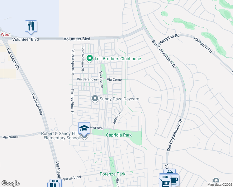 map of restaurants, bars, coffee shops, grocery stores, and more near 3140 Nevelson Walk in Henderson