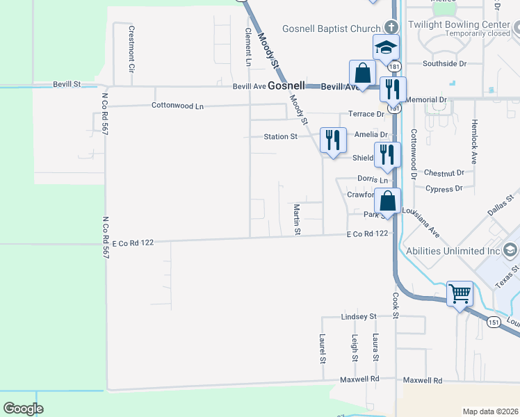 map of restaurants, bars, coffee shops, grocery stores, and more near 209 Clement Lane in Gosnell