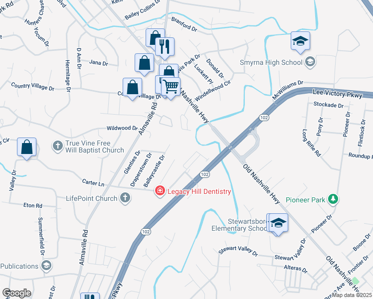 map of restaurants, bars, coffee shops, grocery stores, and more near 922 Turlough Court in Smyrna