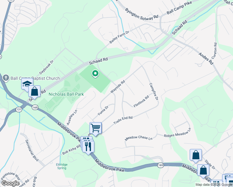 map of restaurants, bars, coffee shops, grocery stores, and more near 9406 Hoyle Beals Drive in Knoxville