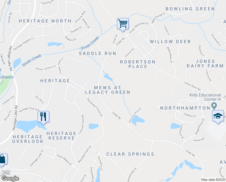 map of restaurants, bars, coffee shops, grocery stores, and more near 1253 Legacy Greene Avenue in Wake Forest
